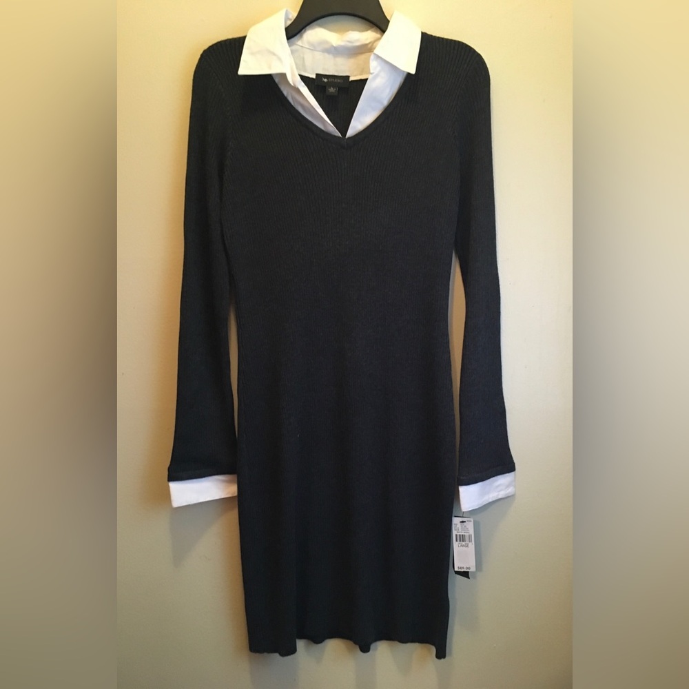 Long Sleeve Dark Gray Sweater Dress